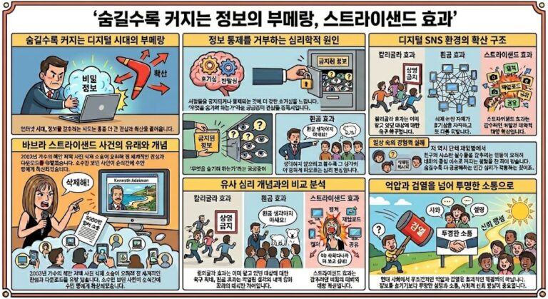 스트라이샌드 효과 사례와 심리학 개념 정리