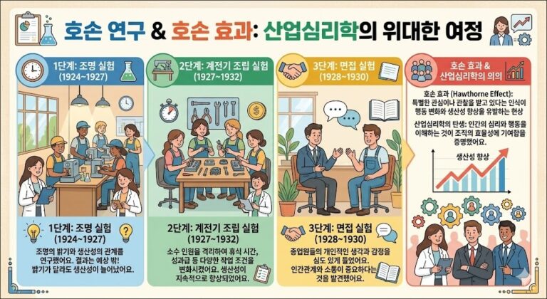 호손 연구의 4가지 실험 과정과 산업심리학적 의의 정리